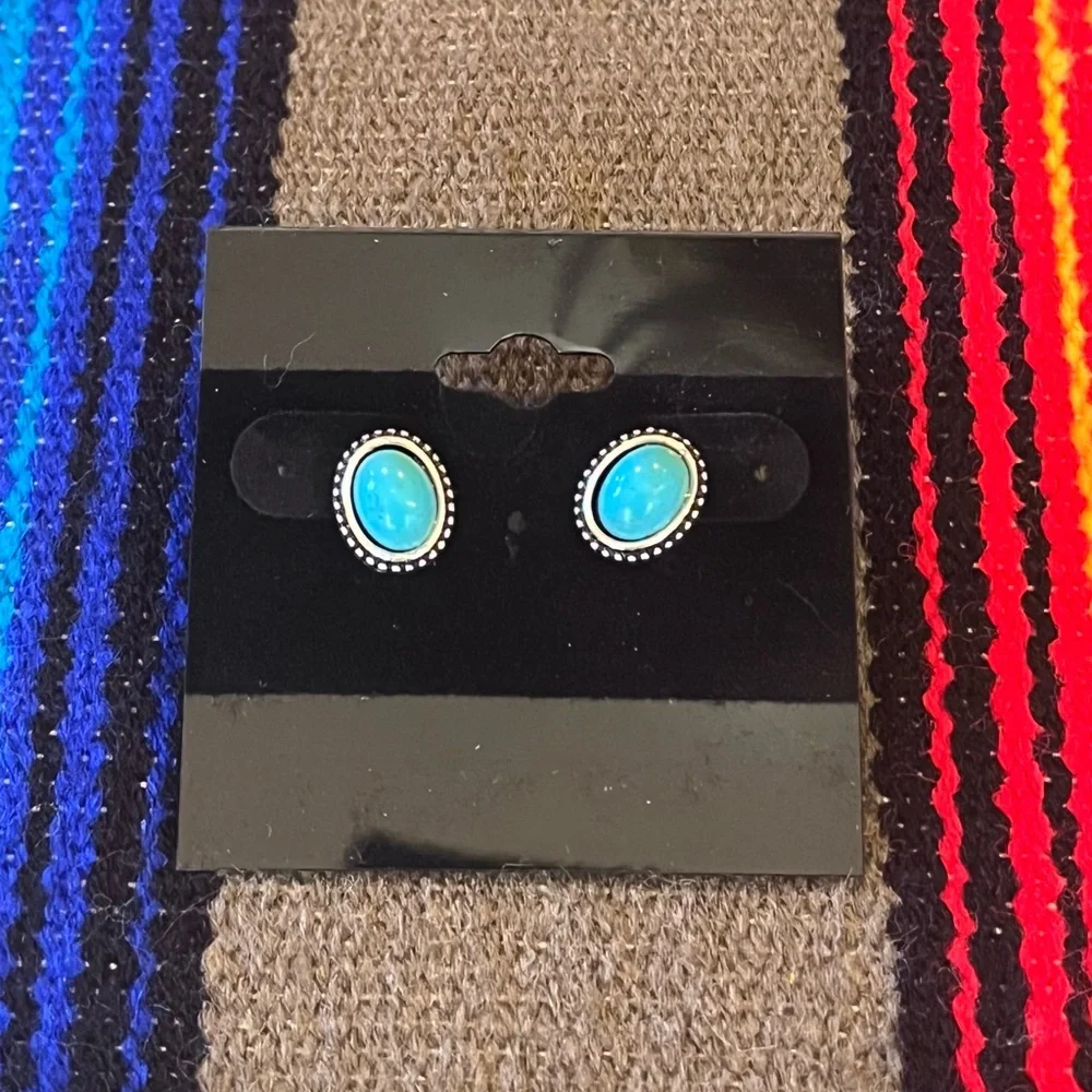 Western cowgirl rodeo turquoise and silver earrings
